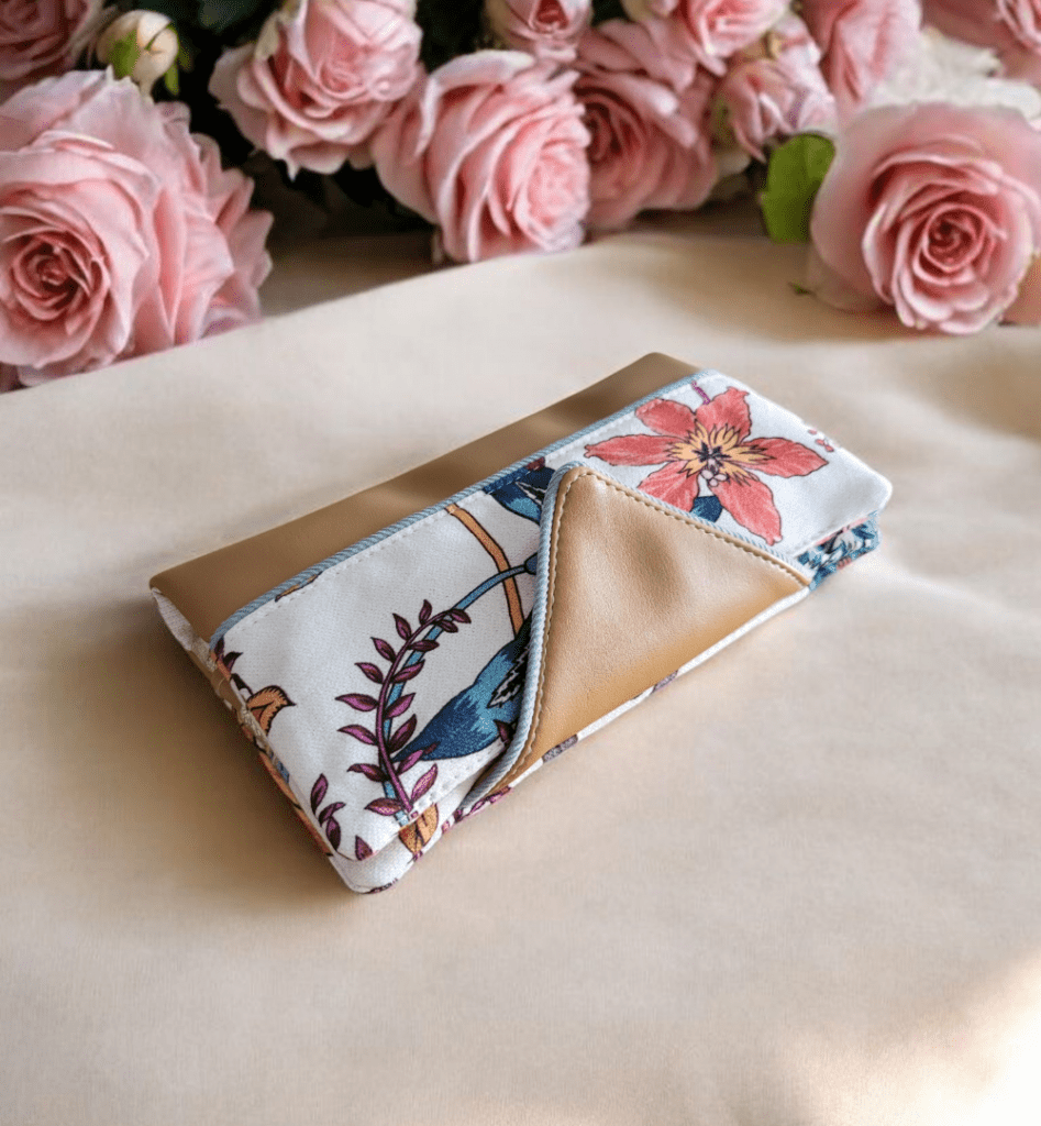 compagnon portefeuille toile de coton florale similicuir camel aubéline lnhkcreations2