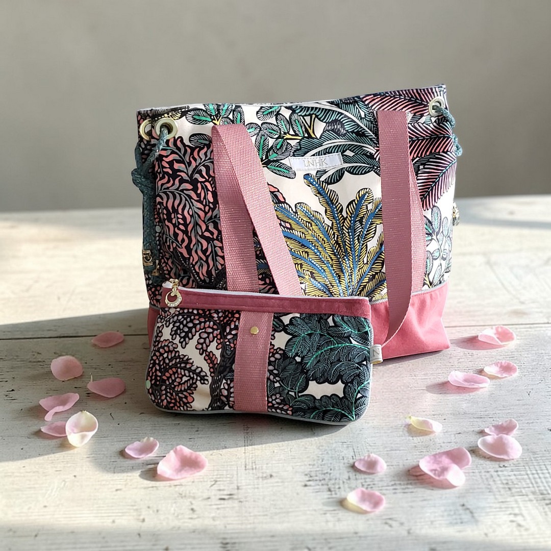 sac cabas balade florale velours rose lnhkcreations6